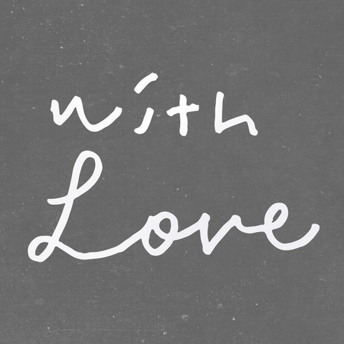 1AM 캘리그라피 인테리어 포인트 스티커 with Love, 흰색
