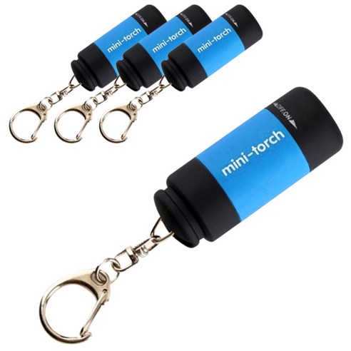 블럭마트 캠핑 USB 충전식 LED 미니손전등, 블루, 4개입