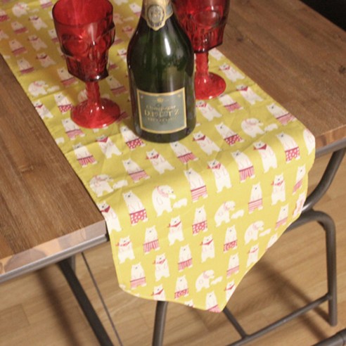 Noland 화이트 베어 테이블 러너, 옐로우, 200 x 30 cm