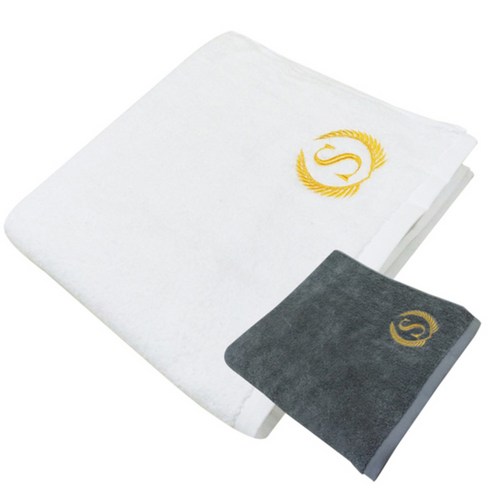 송월타월 슈퍼클래스 B450 바스타올 480g 면사, 흰색, 회색, 2장