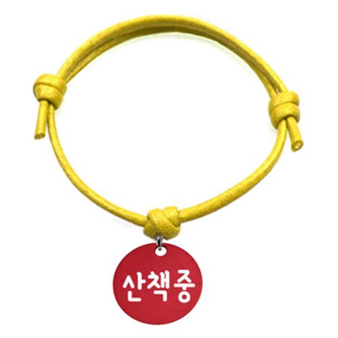 펫츠룩 굿모닝 옐로 반려동물 목걸이 M + 알미늄원형 팬던트 S, 레드(산책중), 1개