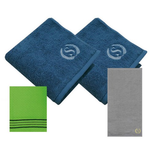 송월타올 슈퍼클래스 S70 세면타올 170g x 2p 파랑 + 슈퍼클래스 B450 바스타올 + 때밀이, 회색, 1세트
