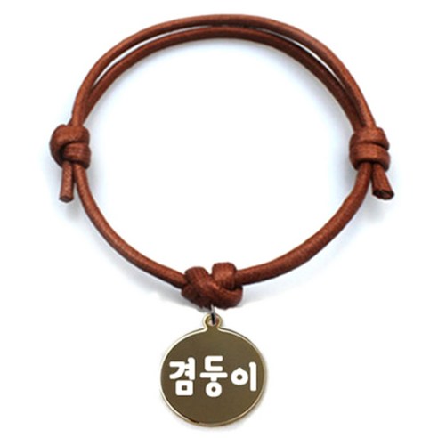 펫츠룩 굿모닝 카라멜 반려동물 목걸이 M + 메탈원형 팬던트 M, 골드(겸둥이), 1개