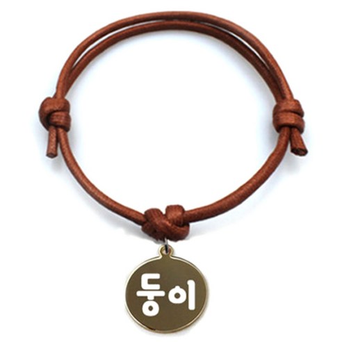 펫츠룩 굿모닝 카라멜 반려동물 목걸이 M + 메탈원형 팬던트 M, 골드(둥이), 1개