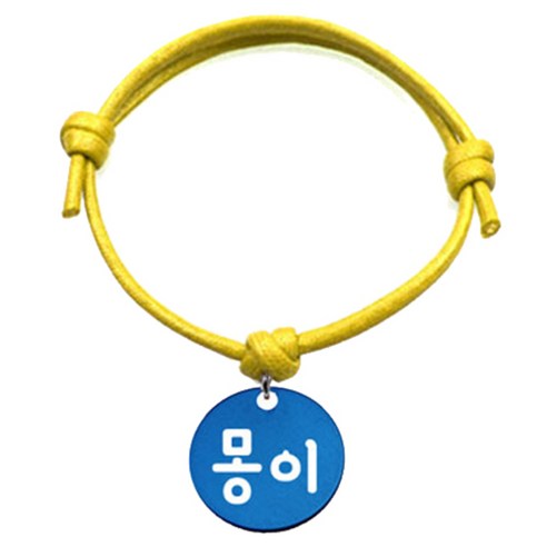 펫츠룩 굿모닝 옐로 반려동물 목걸이 M + 알미늄원형 팬던트 S, 블루(몽이), 1개