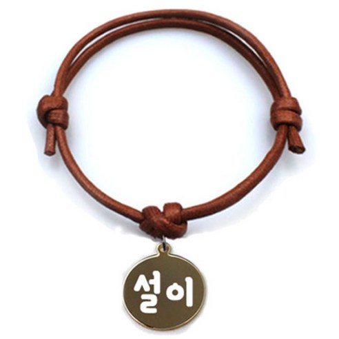 펫츠룩 굿모닝 카라멜 반려동물 목걸이 M + 메탈원형 팬던트 S, 골드(설이), 1개