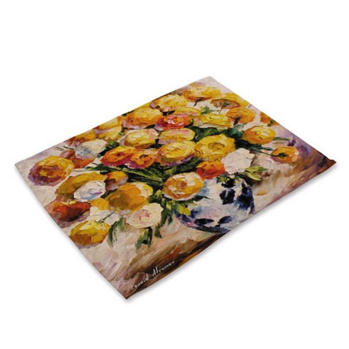 비케이 꽃 그림 식탁매트, 6, 가로 42cm x 세로 32cm