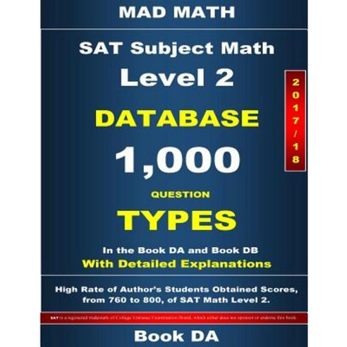 2018 SAT Subject Math Level 2 Book Da Paperback, Createspace Independent Publishing Platform