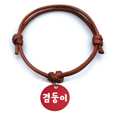펫츠룩 굿모닝 카라멜 반려동물 목걸이 M + 알미늄원형 팬던트 M, 레드(겸둥이), 1개