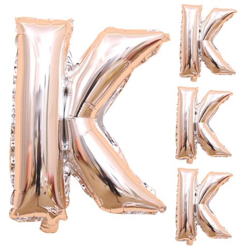 인터팝 파티팝 파티용품 알파벳 40인치 풍선, 실버(K), 4개입