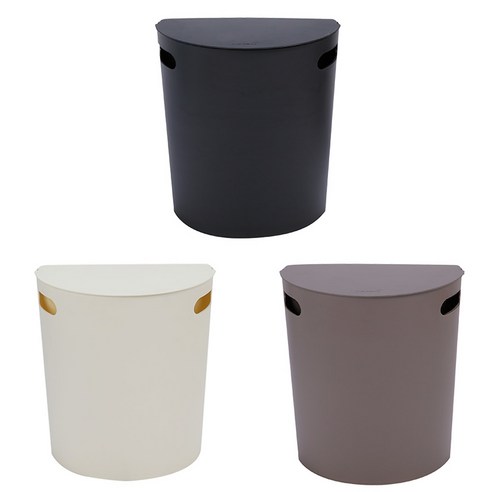 엔플라스틱 듀얼 벽걸이 휴지통, 브라운, 다크그레이, 아이보리, 3개