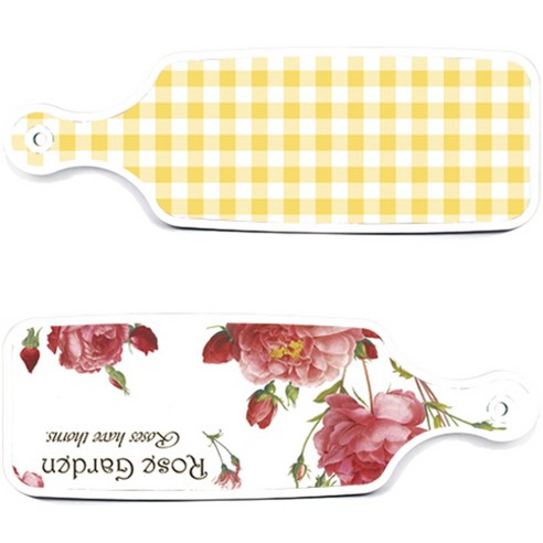 로엠디자인 서빙 도마 보드 2p Rose Garden 세트, Rose Garden, 체크 파스텔 옐로우, 1세트