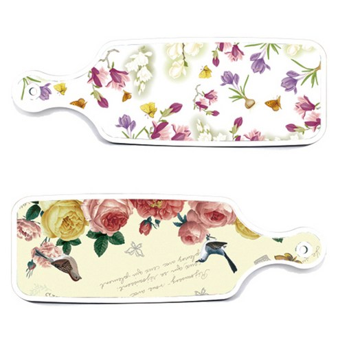 로엠디자인 서빙 도마보드 2p ParisRose 세트, ParisRose, 로맨틱청자색floral, 1세트
