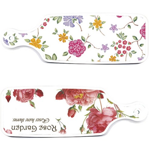 로엠디자인 서빙 도마 보드 2p Rose Garden 세트, Rose Garden, 로맨틱 레드 floral 화이트, 1세트