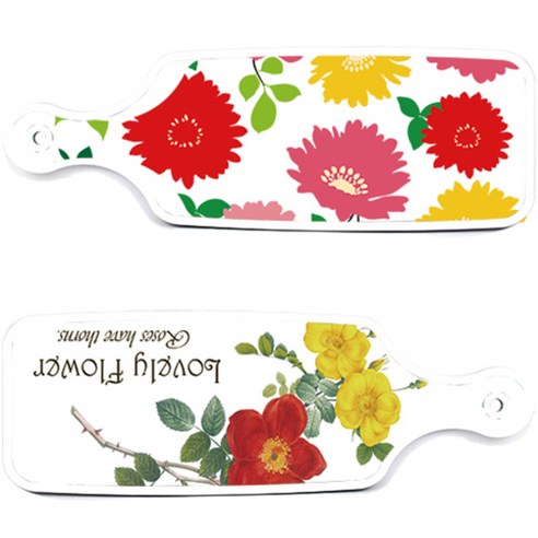 로엠디자인 서빙 도마 보드 2p Lovely Flower 세트, Lovely Flower, 국화 핑크 화이트, 1세트