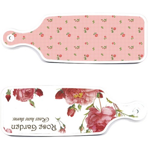로엠디자인 서빙 도마 보드 2p Rose Garden 세트, Rose Garden, 핑크 플라워 체크, 1세트