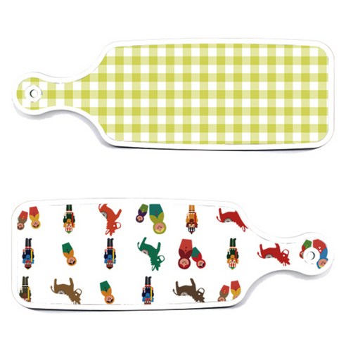 Loem 디자인 서빙 양면도마 마트로시카, 마트로시카, 체크 파스텔 연두, 1개