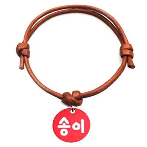 펫츠룩 굿모닝 카라멜 반려동물 목걸이 M + 알미늄원형 팬던트 S, 레드(송이), 1개