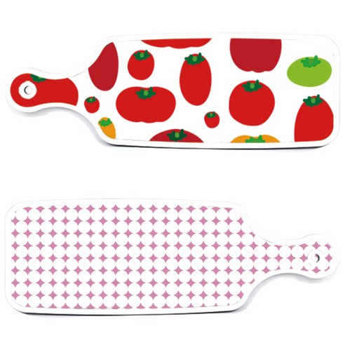 로엠디자인 서빙 도마 보드 2p 토마토 형상 세트, 토마토 형상, 원형 패턴 파스텔 핑크, 1세트