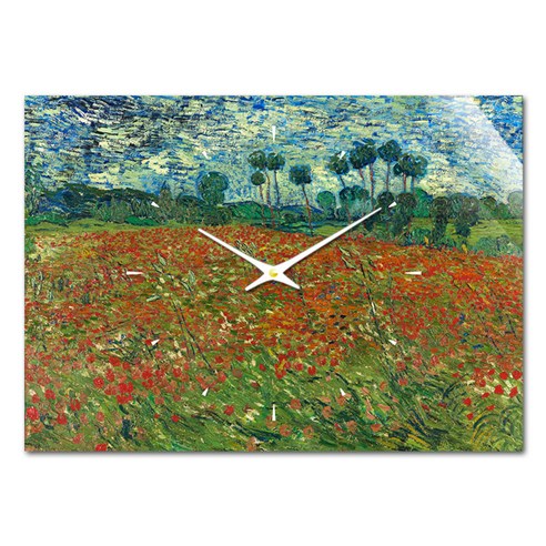 더윤 레티나 명화 벽시계 42 x 30 cm, 고흐 양귀비 들판
