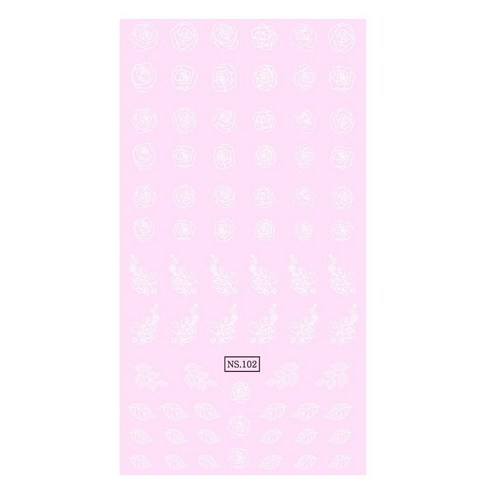 네일스케치 드라이데칼, NS 102 라인 장미 화이트, 1개