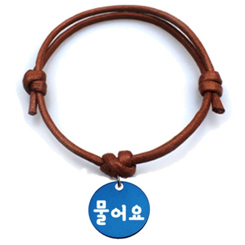 펫츠룩 굿모닝 카라멜 반려동물 목걸이 M + 알미늄원형 팬던트 S, 블루(물어요), 1개
