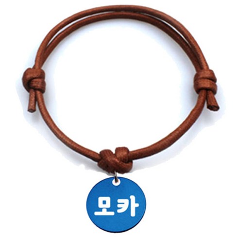 펫츠룩 굿모닝 카라멜 반려동물 목걸이 M + 알미늄원형 팬던트 S, 블루(모카), 1개
