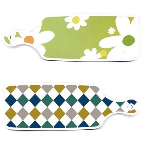 로엠디자인 서빙 도마 보드 2p 레트로 다이아몬드패턴 세트, 레트로다이아몬드패턴, floral design하얀개나리, 1세트
