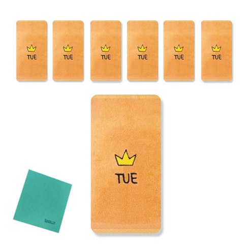 송월타올 큐티데일리 요일수건 7p + 독일행주 랜덤 발송, 화요일(주황), 1세트