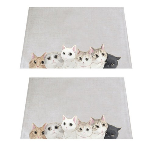 아울리빙 예쁜 고양이들 식탁매트 2p, A, 42 x 32 cm