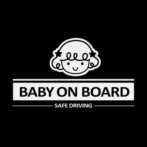 제제데코 차량용 스티커 심플 라인 아기천사 BABY ON BOARD 반사, 혼합 색상, 1개