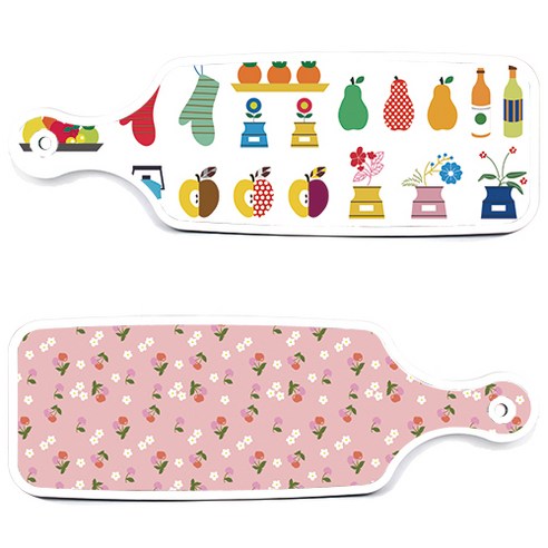 로엠디자인 클립아트과일 서빙 도마 보드 2p 세트, 주홍색체리,클립아트과일, 1세트
