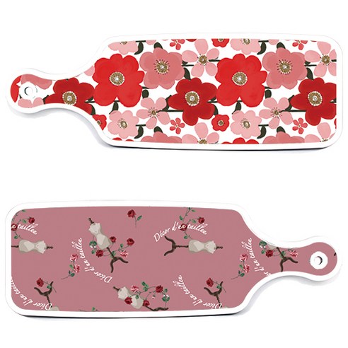 Loem 디자인 붉은빛동백 서빙 도마 2p 세트, 붉은빛동백, 자색아트클립, 1세트