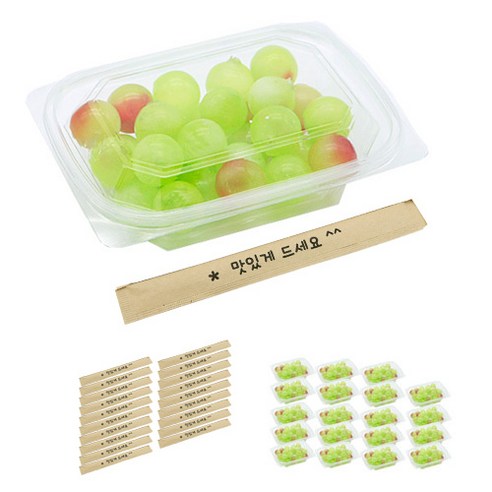 도나앤데코 미니 사각 한칸 샐러드 투명용기 20p + 크라프트 대나무젓가락 맛있게 드세요 20p, 1세트