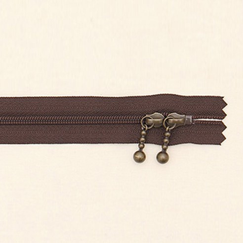 YKK 슬림 코일 지퍼 내추럴 40cm, 브라운, 3개입