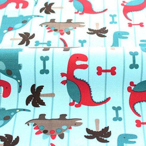 DAVIDTEXTILES 코튼 디노 월드 다이노솔 패브릭원단, 블루
