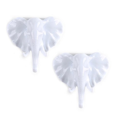 리빙듀오 북유럽풍 코끼리 벽걸이 후크, 화이트, 2개입