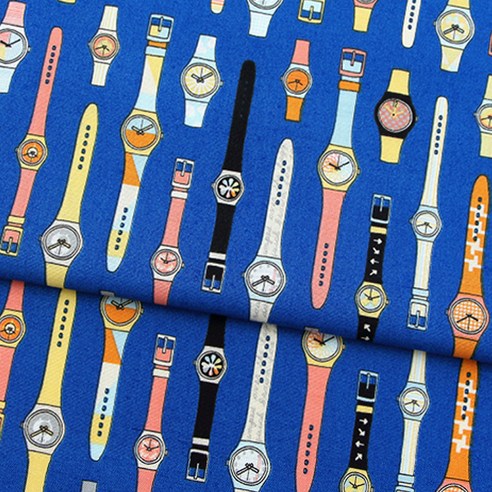 릴리블레이크 30수 코튼 손목시계 패브릭원단, 블루