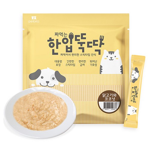 한입뚝딱 짜먹는 강아지 스틱타입 간식 12g, 닭고기 + 코코넛 혼합맛, 70개