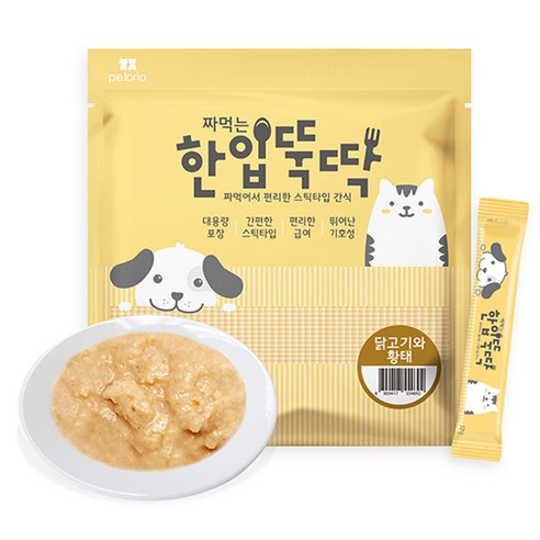 한입뚝딱 짜먹는 강아지 스틱타입 간식 12g, 닭고기 + 황태 혼합맛, 70개