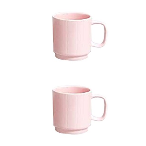 푸코 줄무늬 머그컵 C041, 핑크, 2개입