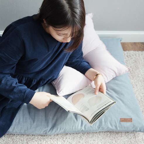 보웰 빈티지 코튼 대방석 커버, 데님그레이