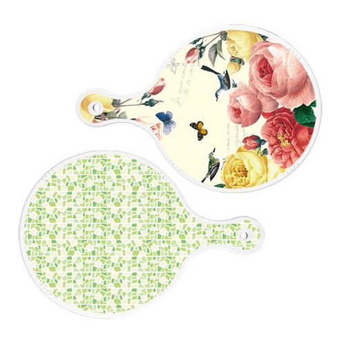 로엠디자인 서빙 원형 보드 도마 PrettyRoses 2p 세트, PrettyRoses, 그린타일, 1세트