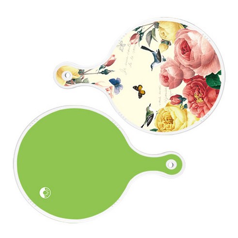 로엠디자인 서빙 원형 보드 도마 PrettyRoses 2p 세트, PrettyRoses, 라이트그린, 1세트
