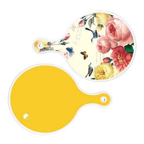 로엠디자인 서빙 원형 보드 도마 PrettyRoses 2p 세트, PrettyRoses, 라임, 1세트
