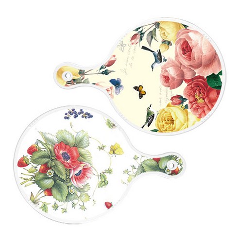 로엠디자인 서빙 원형 보드 도마 PrettyRoses 2p 세트, PrettyRoses, 산딸기아트웍, 1세트