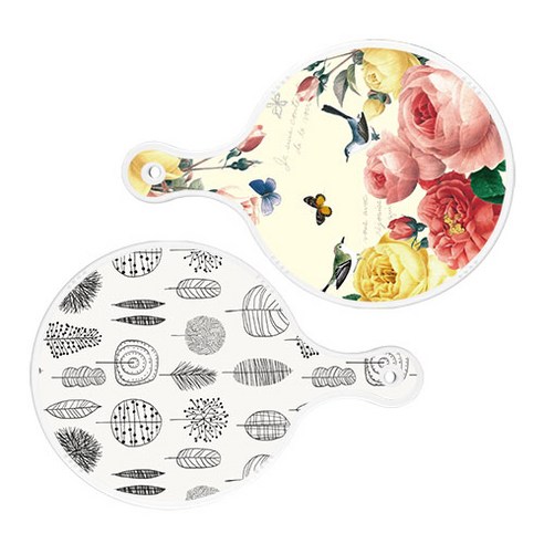 로엠디자인 서빙 원형 보드 도마 PrettyRoses 2p 세트, PrettyRoses, 나무라인아트웍, 1세트