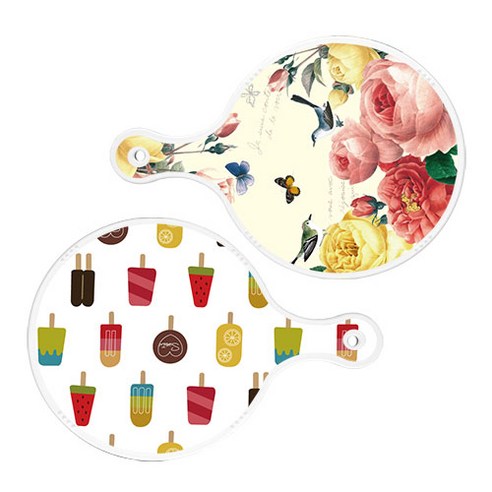 로엠디자인 서빙 원형 보드 도마 PrettyRoses 2p 세트, PrettyRoses, 하드, 1세트