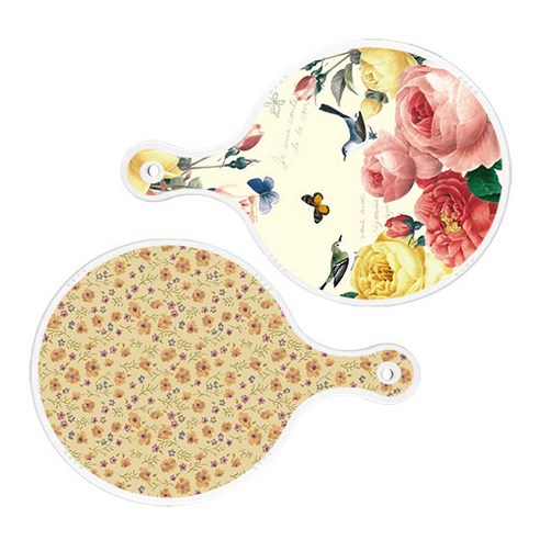 로엠디자인 서빙 원형 보드 도마 PrettyRoses 2p 세트, PrettyRoses, 자황색플라워, 1세트
