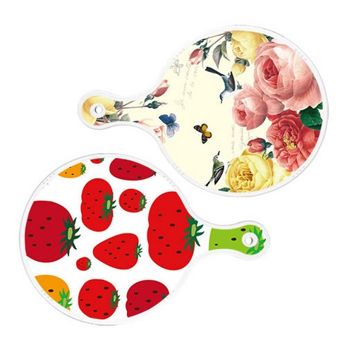 로엠디자인 서빙 원형 보드 도마 PrettyRoses 2p 세트, PrettyRoses, 딸기형상, 1세트